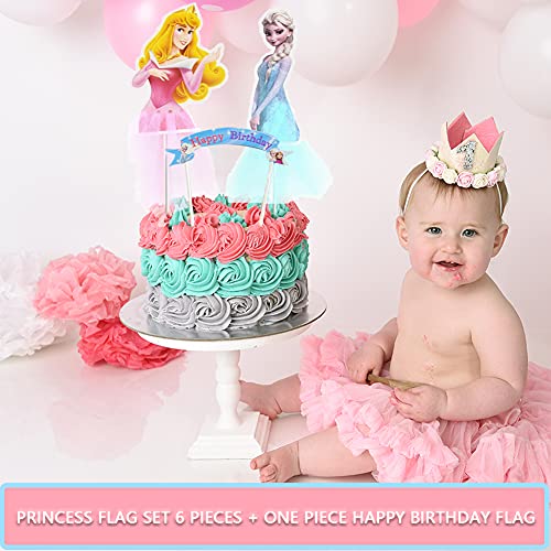 Princesa Decoracion Tarta, Frozen Cupcake Toppers, Temática Princesa En Forma de Pastel Toppers, Inserto de Pastel de Princesa, Lindo Congelado Decoraciones para Fiestas de Cumpleaños, 13 pcs