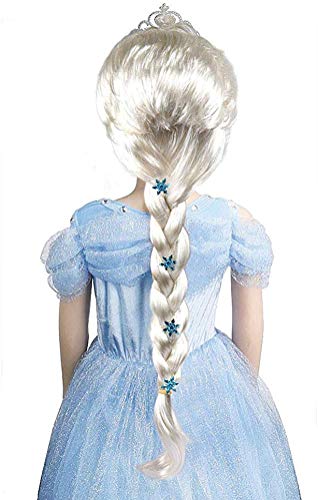 Princesa Elsa peluca de Elsa congelado para niños con Elsa Tiara Frozen Elsa Accesorios de vestir para niñas y niños (Elsa Pelucas)