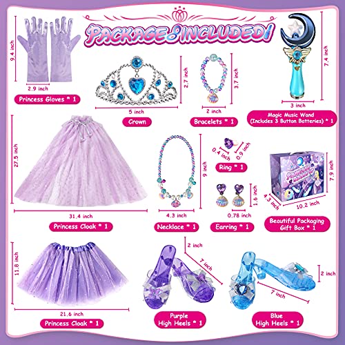 Princesa joyas Dress Up Set, niñas juguetes para niños de 3, 4, 5, 6, 7, 8+ años niños niñas, princesas zapatos y así como como si joyas joyas para cumpleaños disfraces de Navidad fiesta