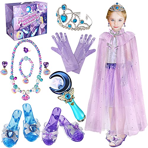 Princesa joyas Dress Up Set, niñas juguetes para niños de 3, 4, 5, 6, 7, 8+ años niños niñas, princesas zapatos y así como como si joyas joyas para cumpleaños disfraces de Navidad fiesta