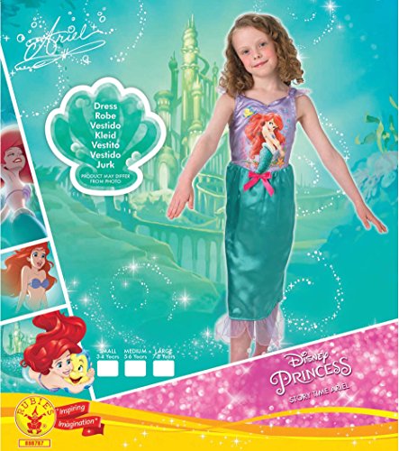 Princesas Disney - Disfraz de Sirenita Ariel para niña, infantil 3-4 años (Rubie's 888787-S)