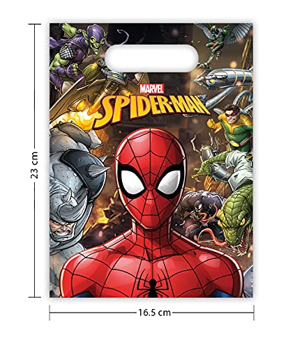 Procos 89451-Bolsas de fiesta, diseño de Spiderman Team Up, 6 unidades, ideal para regalo de cumpleaños infantil (89213)