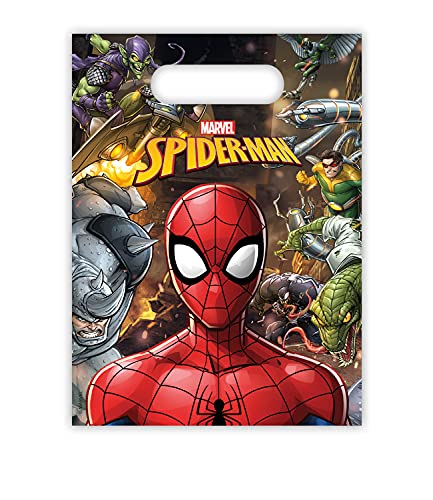 Procos 89451-Bolsas de fiesta, diseño de Spiderman Team Up, 6 unidades, ideal para regalo de cumpleaños infantil (89213)