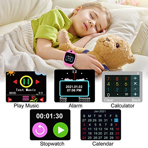 Prograce Reloj inteligente para cámara digital para niños con juegos, reproductor de música, conteo de pasos con podómetro, radios FM, linternas y pantalla táctil de 1.5 pulgadas para el cumpleaños de