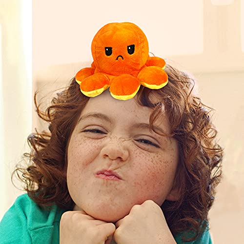 Pulpo reversible, pulpo de peluche, pulpo giratorio, calamar, pulpo volteado, pulpo, peluche para niños, naranja/amarillo oscuro