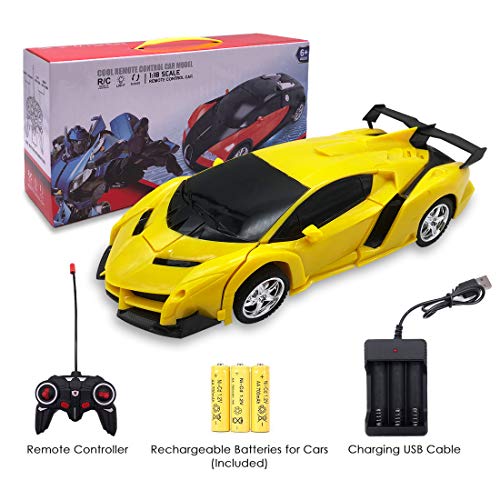 Pup Go Coche Teledirigido, 2 in 1, Transformable，Robot RC Car, 2.4GHz Coche Radiocontrol with LED, Batería Recargable, Transforming Toys Juguetes Regalo para niños de 3 4 5 6 7 años