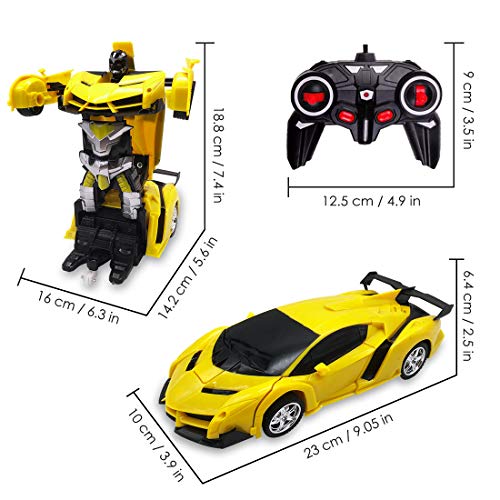 Pup Go Coche Teledirigido, 2 in 1, Transformable，Robot RC Car, 2.4GHz Coche Radiocontrol with LED, Batería Recargable, Transforming Toys Juguetes Regalo para niños de 3 4 5 6 7 años