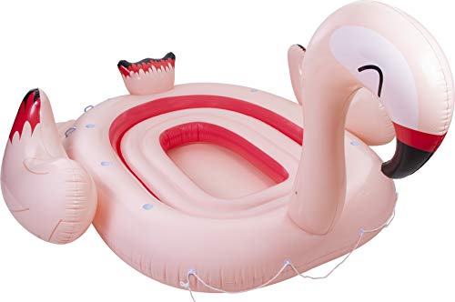 Pure 4 Fun Isla Inflable Gigante del Agua del Flamenco – para hasta 6 Personas, Talla única, Rosa, P4F130200