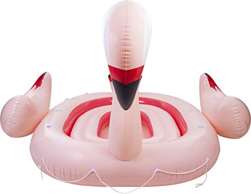 Pure 4 Fun Isla Inflable Gigante del Agua del Flamenco – para hasta 6 Personas, Talla única, Rosa, P4F130200