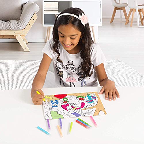 Purple Ladybug 2 Puzzles para niños con Unicornio y Sirena – Juguetes creativos para Niñas con 10 Rotuladores de Colores y Estuche Escolar Gratis! Arte Divertido, Niñas