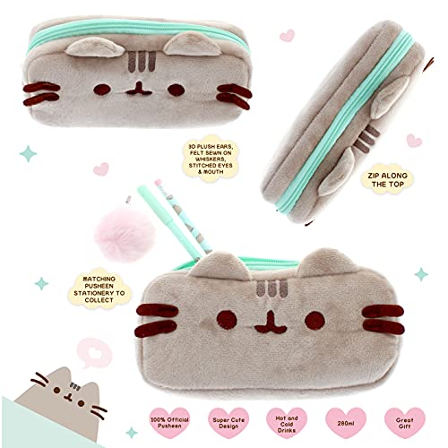 Pusheen - Estuche de peluche para lápices, bolsa escolar, portalápices, suministros escolares, útiles escolares, organizador de escritorio, regalos para niñas y niños