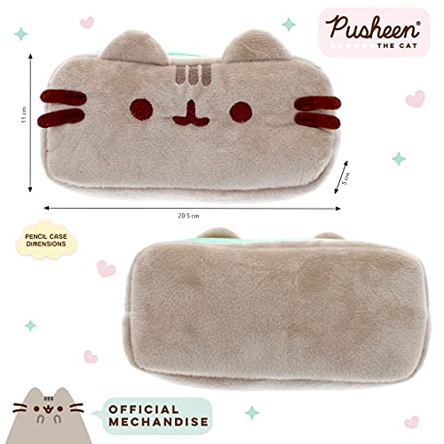 Pusheen - Estuche de peluche para lápices, bolsa escolar, portalápices, suministros escolares, útiles escolares, organizador de escritorio, regalos para niñas y niños