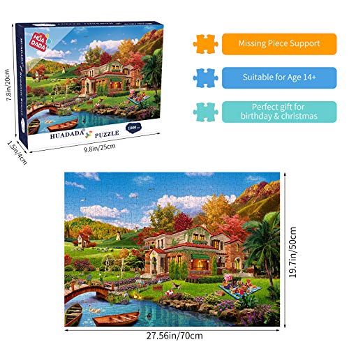 Puzle de 1000 piezas, puzzle para adultos, imposible rompecabezas, coloridos juegos de habilidad para toda la familia, puzzle para adultos a partir de 14 años de casa romántica de vacaciones.