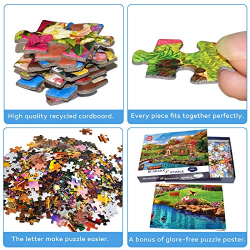 Puzle de 1000 piezas, puzzle para adultos, imposible rompecabezas, coloridos juegos de habilidad para toda la familia, puzzle para adultos a partir de 14 años de casa romántica de vacaciones.