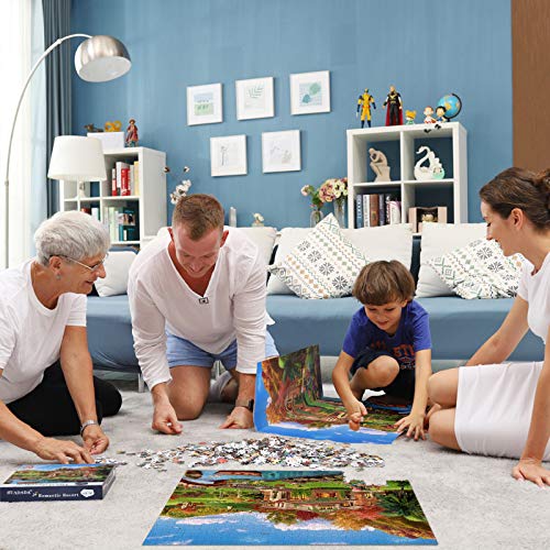 Puzle de 1000 piezas, puzzle para adultos, imposible rompecabezas, coloridos juegos de habilidad para toda la familia, puzzle para adultos a partir de 14 años de casa romántica de vacaciones.