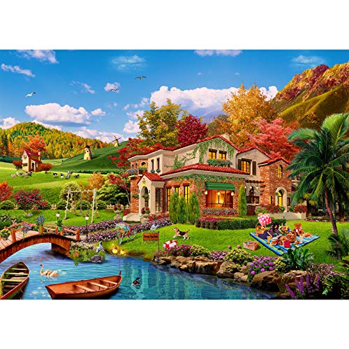 Puzle de 1000 piezas, puzzle para adultos, imposible rompecabezas, coloridos juegos de habilidad para toda la familia, puzzle para adultos a partir de 14 años de casa romántica de vacaciones.