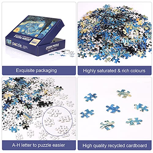 Puzzle de 1000 Piezas para Adultos Puzzles Venecia 1000 Piece Jigsaw Puzzles Rompecabezas Juguete Intelectual Desafío Intelectual Juegos (70x50cm) (Noche Estrellada)