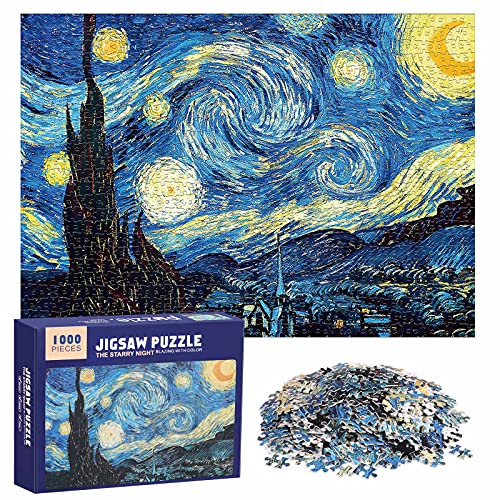 Puzzle de 1000 Piezas para Adultos Puzzles Venecia 1000 Piece Jigsaw Puzzles Rompecabezas Juguete Intelectual Desafío Intelectual Juegos (70x50cm) (Noche Estrellada)