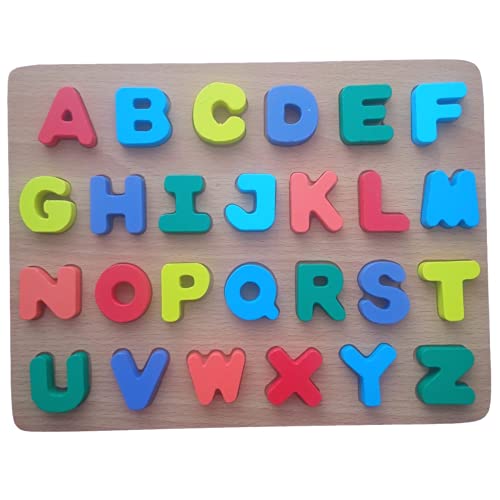 Puzzle de Madera Abecedario para Aprendizaje Temprano En Niños | Juguete Educativo Rompecabezas con Letras Coloridas del Alfabeto