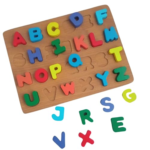 Puzzle de Madera Abecedario para Aprendizaje Temprano En Niños | Juguete Educativo Rompecabezas con Letras Coloridas del Alfabeto