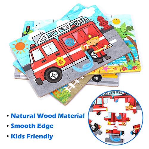 Puzzle de Madera Infantil 4 Piezas Rompecabezas de Madera Puzzle Bebe con Caja de Rompecabezas Juguetes Montessori Educativos Regalos de Cumpleaños para Bebes Niños Niñas 1 2 3 Años