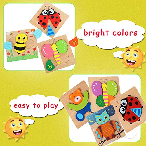 Puzzle de Madera, Juguetes Montessoris, Puzzle Bebé, Rompecabezas de Madera Bebe, Juego Educativo Bebé para Niños 2 3 Años Aprendizaje Temprano Regalo Navidad Cumpleaños Fiesta(4 Pcs)