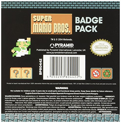 Pyramid International Super Mario Bros. - Insignia retro, multicolor, 10 x 12,5 x 1,3 cm