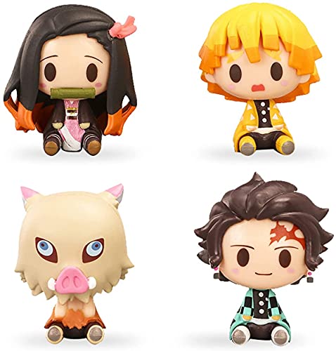 Q Version Demon Slayer - Juego de 4 piezas Kimetsu no Yaiba Petit PVC figuras de acción Juguetes Colectivos Muñecas Slayer Figure Doll Set 1.77 pulgadas