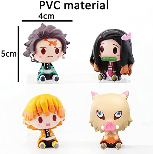 Q Version Demon Slayer - Juego de 4 piezas Kimetsu no Yaiba Petit PVC figuras de acción Juguetes Colectivos Muñecas Slayer Figure Doll Set 1.77 pulgadas