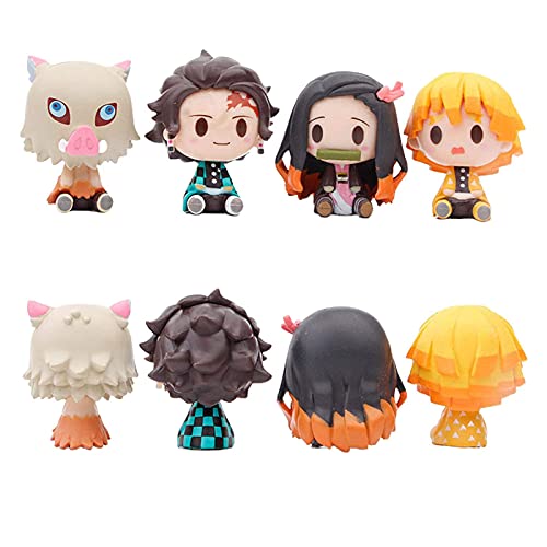 Q Version Demon Slayer - Juego de 4 piezas Kimetsu no Yaiba Petit PVC figuras de acción Juguetes Colectivos Muñecas Slayer Figure Doll Set 1.77 pulgadas