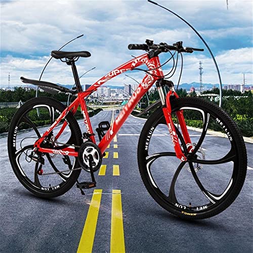 QCLU 24/26 Pulgadas Bicicleta de montaña 21 Speed​ Disc Frenos Hardtail MTB, Trekking Bike Men Bike Girls Bike, Bicicleta de montaña de suspensión Completa (Color : Orange, Tamaño : 26 Inch)