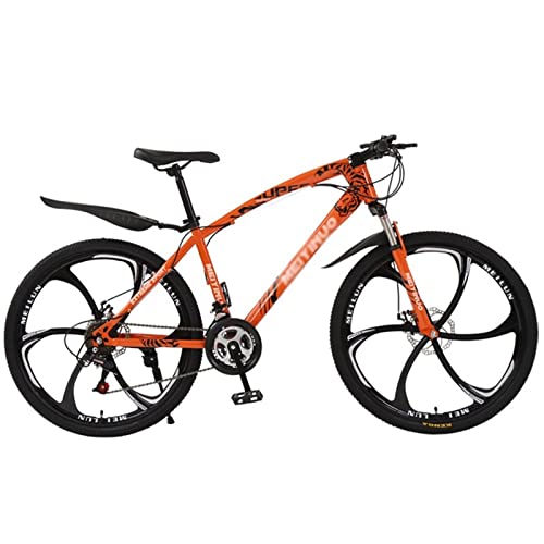 QCLU 24/26 Pulgadas Bicicleta de montaña 21 Speed​ Disc Frenos Hardtail MTB, Trekking Bike Men Bike Girls Bike, Bicicleta de montaña de suspensión Completa (Color : Orange, Tamaño : 26 Inch)