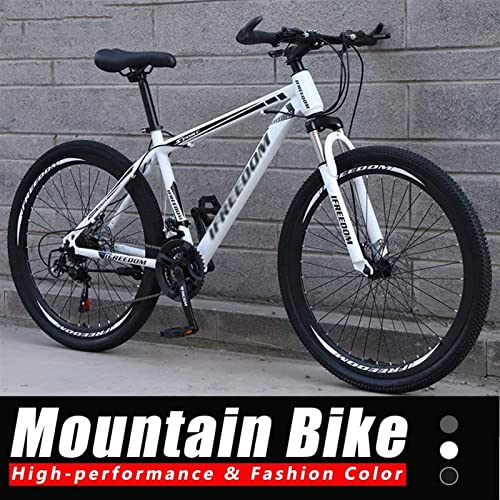 QCLU Bicicleta de montaña de 26 Pulgadas, Frenos de Disco Hardtail MTB, Trekking Bike Men Bike Girls Bike, Bicicleta de montaña de suspensión Completa, 30 velocidades (Color : White)