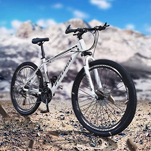 QCLU Bicicleta de montaña de 26 Pulgadas, Frenos de Disco Hardtail MTB, Trekking Bike Men Bike Girls Bike, Bicicleta de montaña de suspensión Completa, 30 velocidades (Color : White)