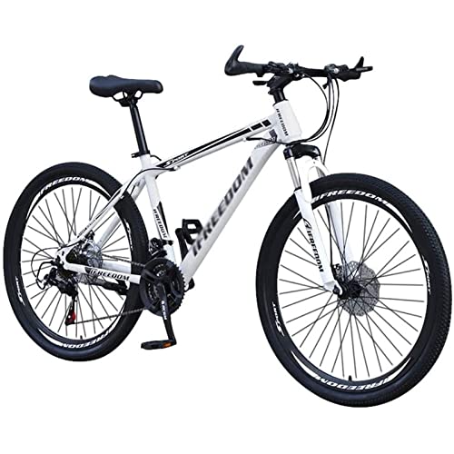 QCLU Bicicleta de montaña de 26 Pulgadas, Frenos de Disco Hardtail MTB, Trekking Bike Men Bike Girls Bike, Bicicleta de montaña de suspensión Completa, 30 velocidades (Color : White)