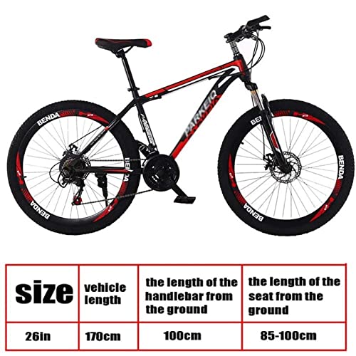 QCLU Bicicleta de montaña Deportiva, Bicicletas de 26 Pulgadas de Racing Disc Frenos Datos MTB, Trekking Bike Men Bike Girls Bike, Bicicleta de montaña de suspensión Completa, 21 velocidades, 3 Habla