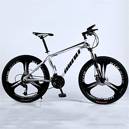 QCLU Unisex de Bicicletas de montaña, Bicicletas 26 Pulgadas de montaña, de los Hombres, MTB de la Mujer, con Asiento Ajustable, Frenos de Doble Disco, Blanco y Negro, de 3 Ruedas Cortadores