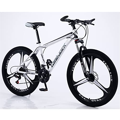 QCLU Unisex de Bicicletas de montaña, Bicicletas 26 Pulgadas de montaña, de los Hombres, MTB de la Mujer, con Asiento Ajustable, Frenos de Doble Disco, Blanco y Negro, de 3 Ruedas Cortadores