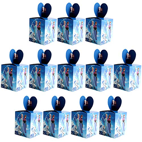 Qemsele Cajas De Fiesta Bolsas de cumpleaños, 12Pcs Regalo Cajas, Cajas de Caramelo Tema Reutilizable Bolsas de Fiesta Bolsas para cumpleaños niños la Fiesta favorece la Bolsa Bolsas Fiesta (Frozen)