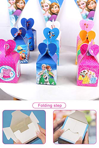 Qemsele Cajas De Fiesta Bolsas de cumpleaños, 12Pcs Regalo Cajas, Cajas de Caramelo Tema Reutilizable Bolsas de Fiesta Bolsas para cumpleaños niños la Fiesta favorece la Bolsa Bolsas Fiesta (Frozen)