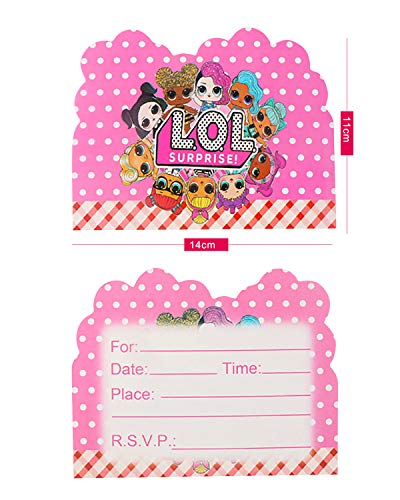 Qemsele Invitaciones para Niños, 30 Inglés Tarjetas de Invitación con Sobres para infantile Chicas Fiesta de Cumpleaños Baby Shower Decoraciones Suministros de Fiesta (LOL)