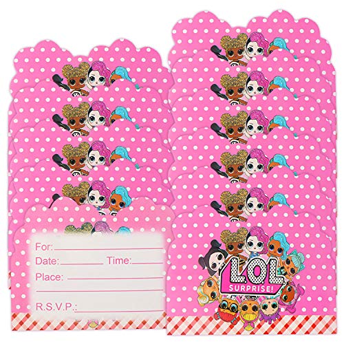 Qemsele Invitaciones para Niños, 30 Inglés Tarjetas de Invitación con Sobres para infantile Chicas Fiesta de Cumpleaños Baby Shower Decoraciones Suministros de Fiesta (LOL)