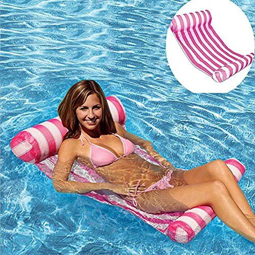 QEPOL Sillón de Hamaca de Agua Flotante para Piscina, Playa, Balsas de Agua inflables, Cama Flotante, Flotador de Resorte Silla Flotante sofá de Agua Tumbona para Adultos natación de Verano (Rosado)