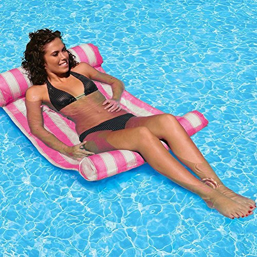 QEPOL Sillón de Hamaca de Agua Flotante para Piscina, Playa, Balsas de Agua inflables, Cama Flotante, Flotador de Resorte Silla Flotante sofá de Agua Tumbona para Adultos natación de Verano (Rosado)