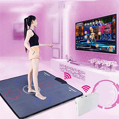 QHGao Alfombrilla De Baile Inalámbrica Única, Máquina De Baile para Ejercicios De Pérdida De Peso Antideslizante, Computadora De TV De Doble Uso, Descarga De Tarjeta De Memoria Compatible,Negro