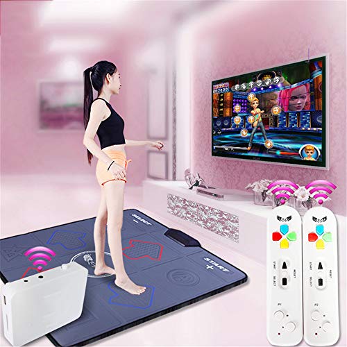 QHGao Alfombrilla De Baile Inalámbrica Única, Máquina De Baile para Ejercicios De Pérdida De Peso Antideslizante, Computadora De TV De Doble Uso, Descarga De Tarjeta De Memoria Compatible,Negro