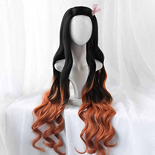 QHWJ Pelucas de Cosplay de Juego de rol de Fiesta de Carnaval de Halloween de Pelo sintético Resistente al Calor Largo para Cosplay de Demon Slayer Kamado Nezuko