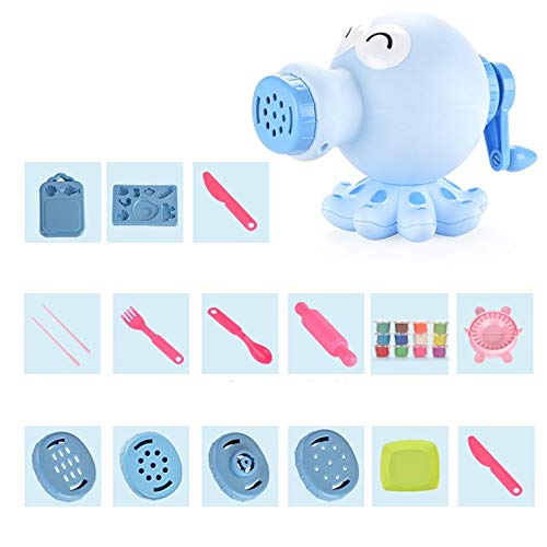 QiKun-Home Juguete para niños DIY Arcilla plástico Color Molde de Arcilla Pulpo máquina de Fideos Molde de Cocina Hecho a Mano Juguete de plastilina Azul