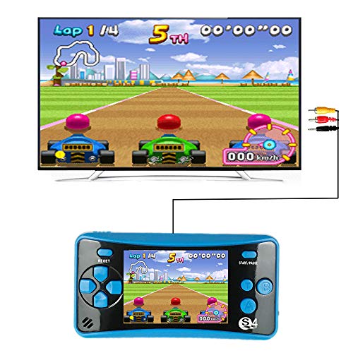 QINGSHE QS-4 - Consola de juegos portátil, consola de juegos retro FC Game Consola de 2.5 pulgadas TFT Pantalla 182 Retro Clásico Juegos Arcade TV Juegos Vídeo Regalo de cumpleaños para Niños (Azul)