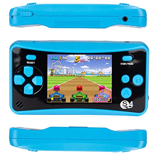 QINGSHE QS-4 - Consola de juegos portátil, consola de juegos retro FC Game Consola de 2.5 pulgadas TFT Pantalla 182 Retro Clásico Juegos Arcade TV Juegos Vídeo Regalo de cumpleaños para Niños (Azul)